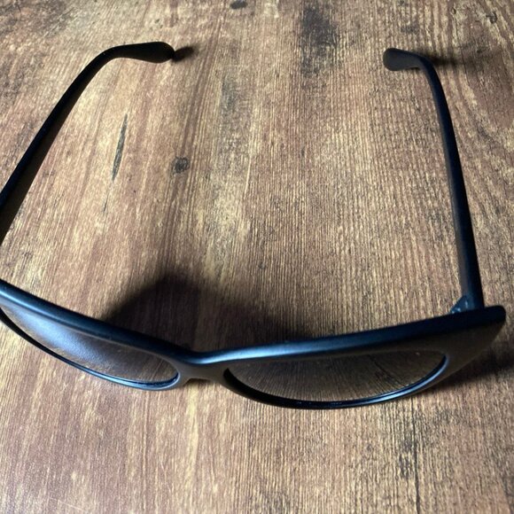 Women's Black Matte Finish Cat Eye Sunglasses with Dark Lenses - Picture 8 of 8